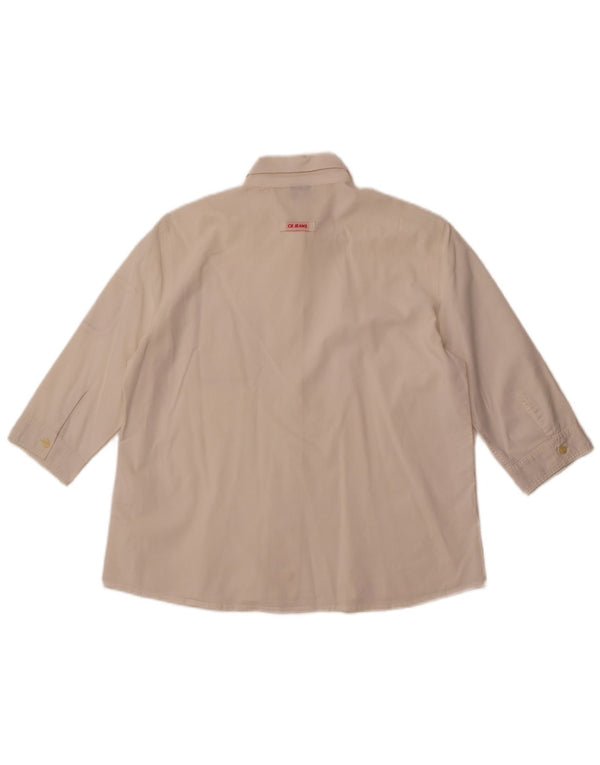 CALVIN KLEIN JEANS Γυναικείο πουκάμισο 3/4 μανίκι UK 16 μεγάλο σε ανοιχτό λευκό