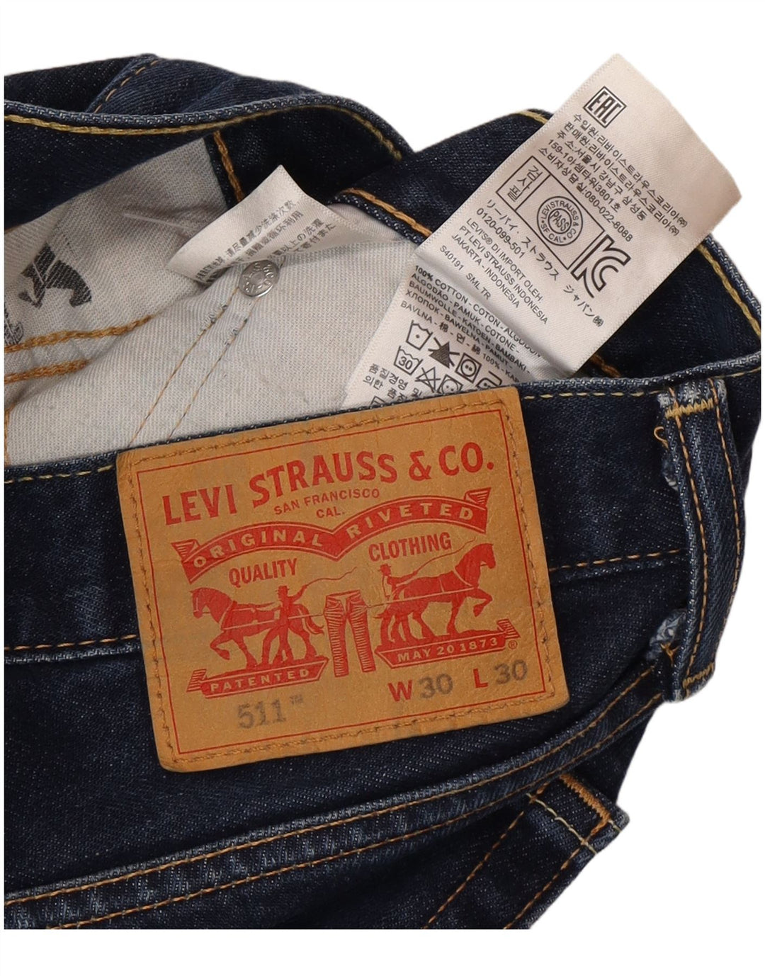 Levi's Mens 511 Slim Tapered Jeans W30 L27 Μπλε βαμβακερό