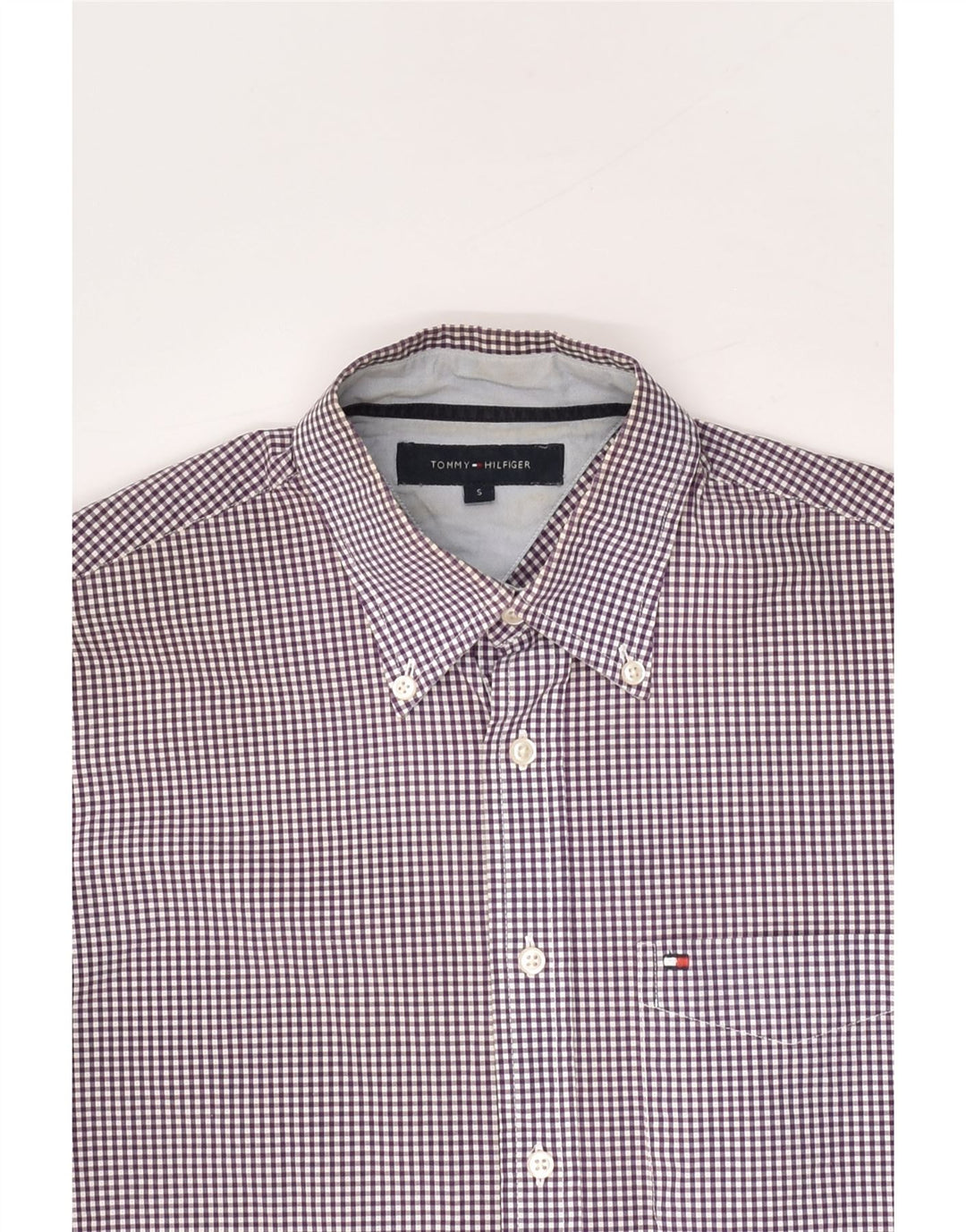 TOMMY HILFIGER Mens Shirt Small Purple Gingham Cotton Vintage Tommy Hilfiger and Second-Hand Tommy Hilfiger from Messina Hembry 