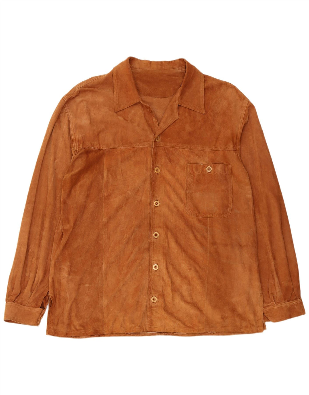 Vintage Ανδρικό Suede Πουκάμισο 2XL Καφέ Δερμάτινο
