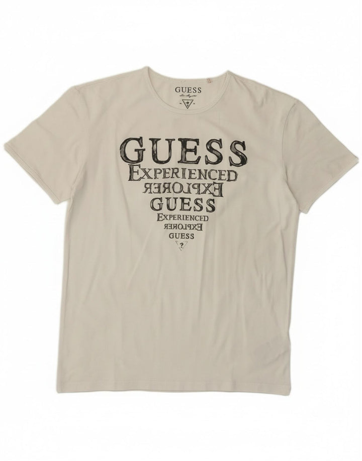 Γυναικείο γραφικό μπλουζάκι Guess Top EU 38 Medium White Cotton Classic