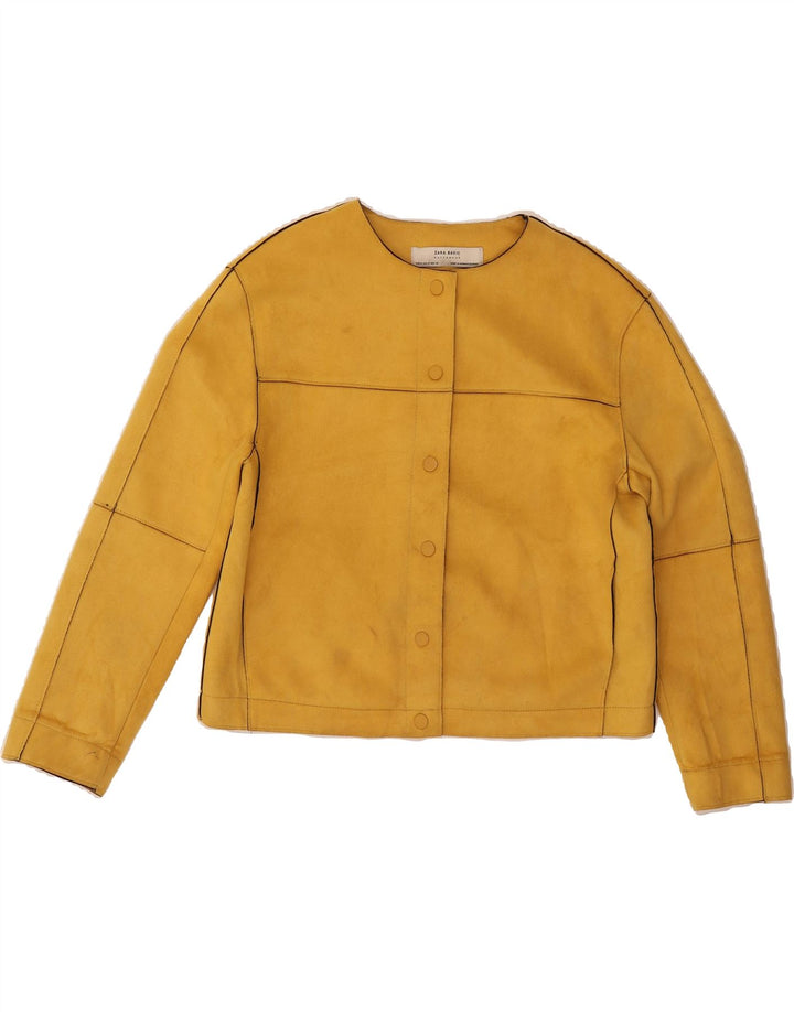 ZARA Womens Crop Bomber Jacket UK 14 Medium Yellow Polyester Vintage Zara and Second-Hand Zara from Messina Hembry 