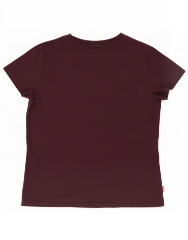 Γυναικείο T-Shirt Levi's Top UK 10 Small μπορντό βαμβακερό