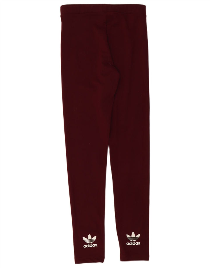 ADIDAS Womens Leggings UK 10 Small Burgundy Polyester