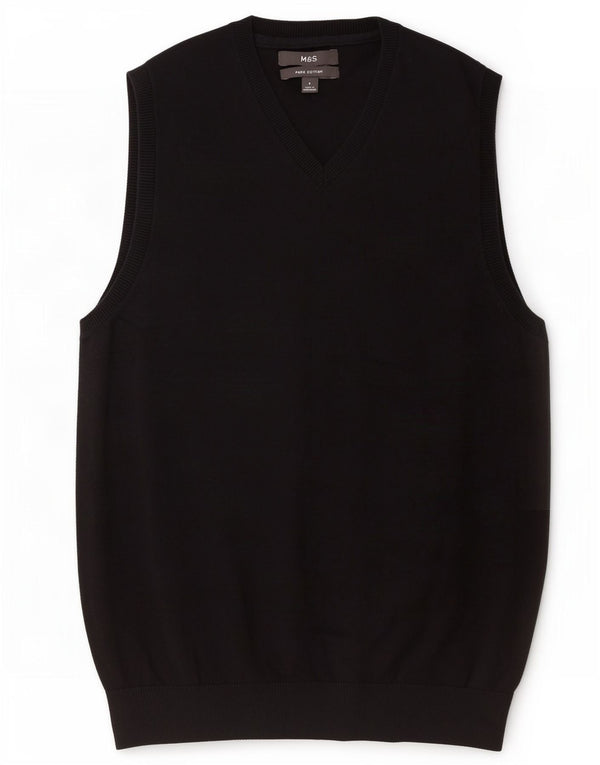 Marks & Spencer Mens Vest Tank Top Small Black Cotton