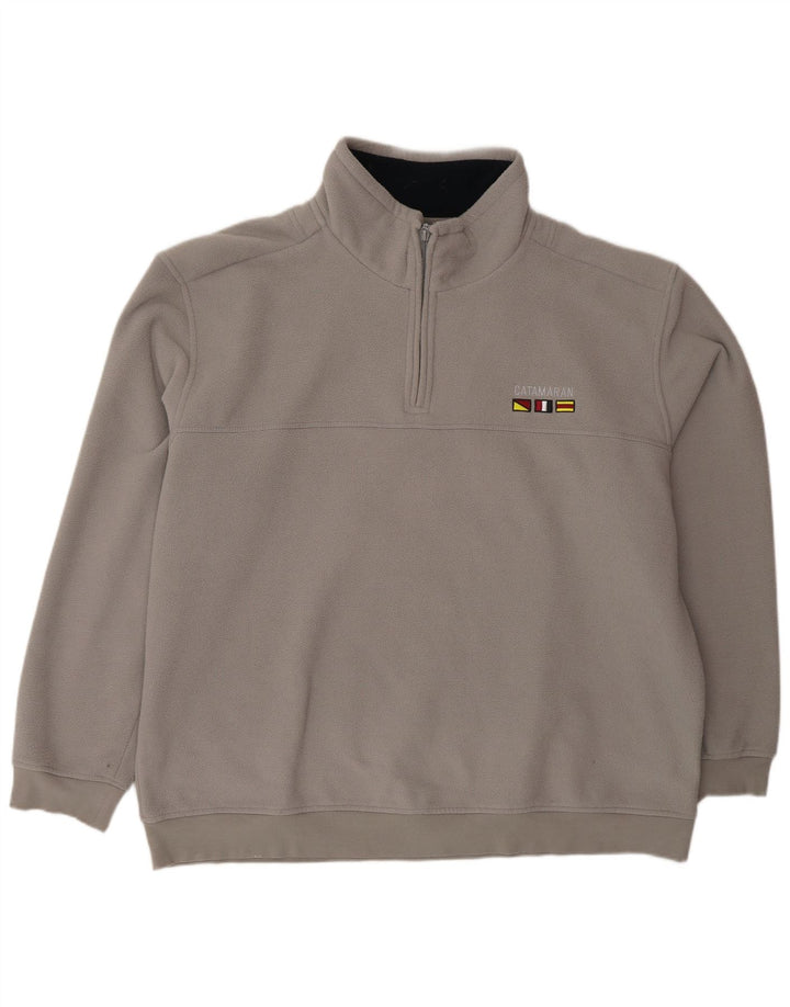 CATAMARAN Ανδρικό φερμουάρ με φερμουάρ Fleece UK 50/52 4XL Grey Polyester