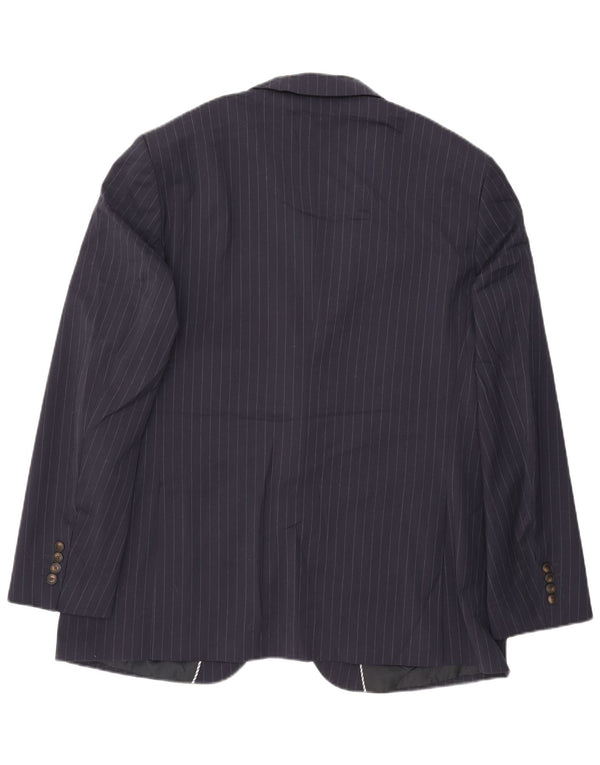 Marks & Spencer Mens Longline Blazer Jacket UK 46 3XL Navy Blue Pinstripe