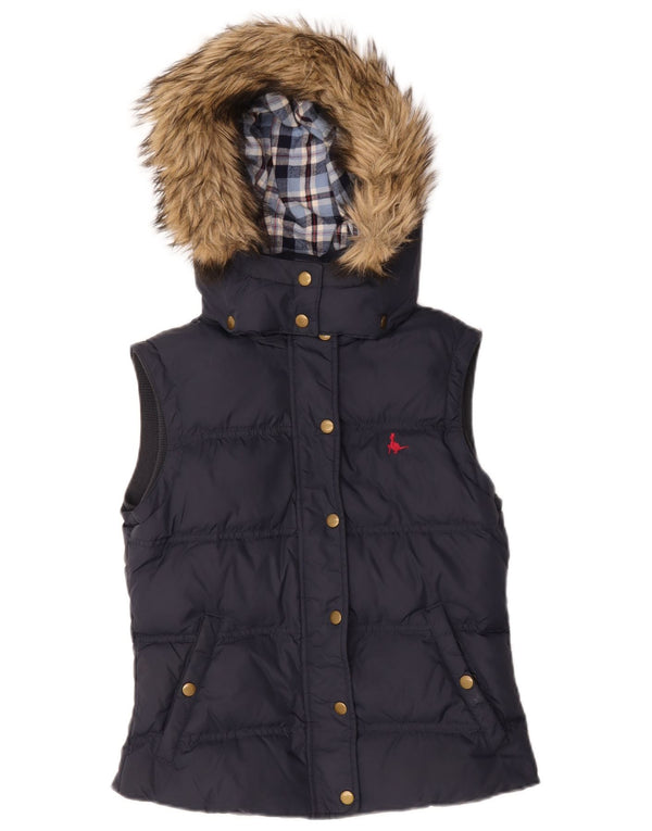 Joules Womens Hooded Gilet Gilet UK 8 Small Navy Blue