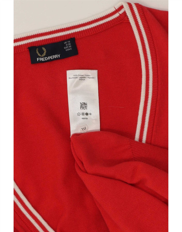 Fred Perry Γυναικεία Ζακέτα UK 10 Small Red Cotton