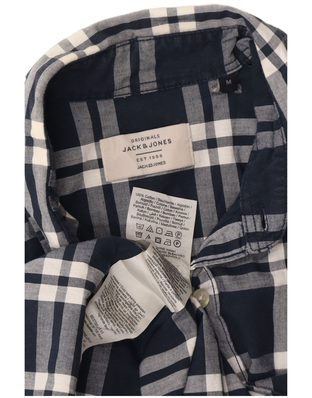 Jack & Jones Ανδρικό κοντομάνικο πουκάμισο με μεσαίο μπλε ναυτικό καρό βαμβακερό