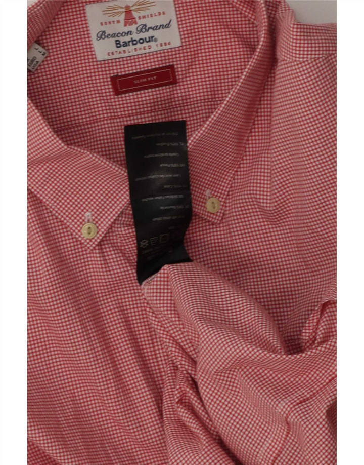 Ανδρικό πουκάμισο Barbour Slim Fit μεγάλο κόκκινο βαμβακερό Gingham