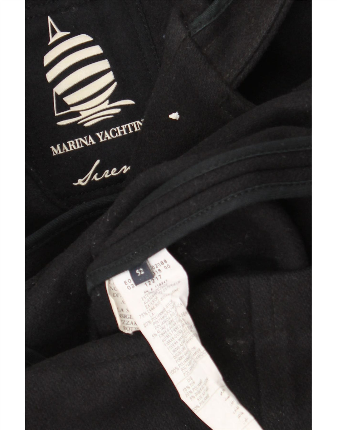 Marina Yachting Ανδρικό παλτό Duffle με κουκούλα IT 52 XL Μαύρο μαλλί