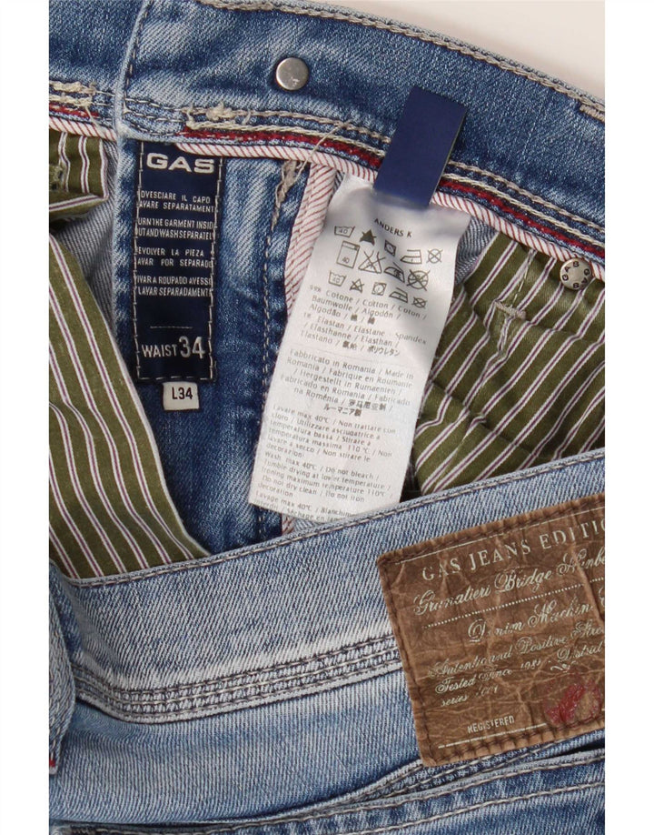Ανδρικό Gas Distressed Slim Jeans W34 L34 Blue Cotton