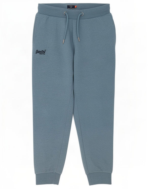 Superdry γυναικεία φόρμα παντελόνι Joggers UK 16 Large W32 L28 Μπλε βαμβακερό