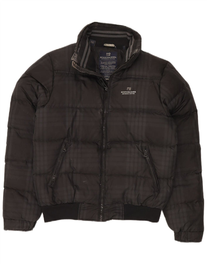 Scotch & Soda Ανδρικό μπουφάν με επένδυση ραπτικής Amsterdam UK 38 μέτριο μαύρο τσεκ