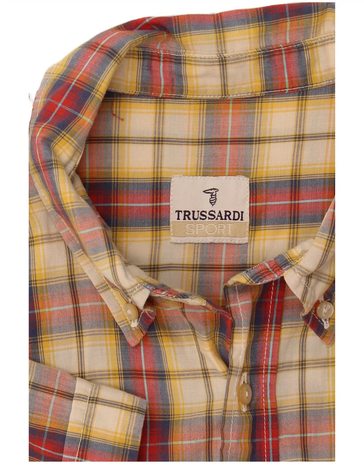 Ανδρικό κοντομάνικο πουκάμισο Trussardi, μεσαίο πολύχρωμο καρό