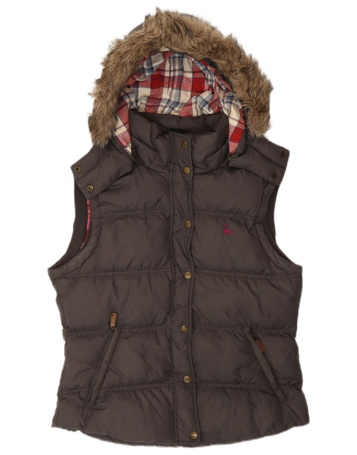 JACK WILLS Γυναικεία κουκούλα με επένδυση Gilet UK 12 Medium Grey Nylon