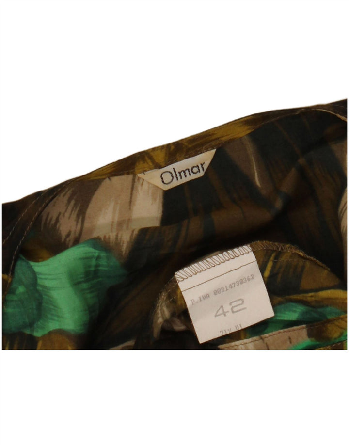 VINTAGE Γυναικείο κοντομάνικο πουκάμισο Μπλούζα IT 42 Medium Khaki Floral