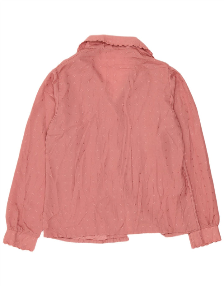 VINTAGE Γυναικεία Μπλούζα Τοπ UK 14 Μεγάλο Ροζ Γεωμετρικό