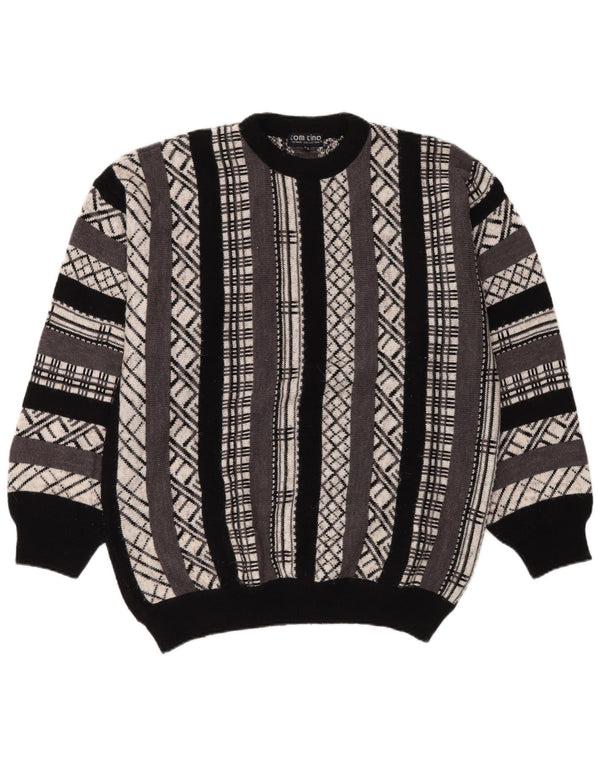 TOM TINO Ανδρικό πουλόβερ με λαιμόκοψη IT 58 3XL Γκρι γεωμετρικό ακρυλικό