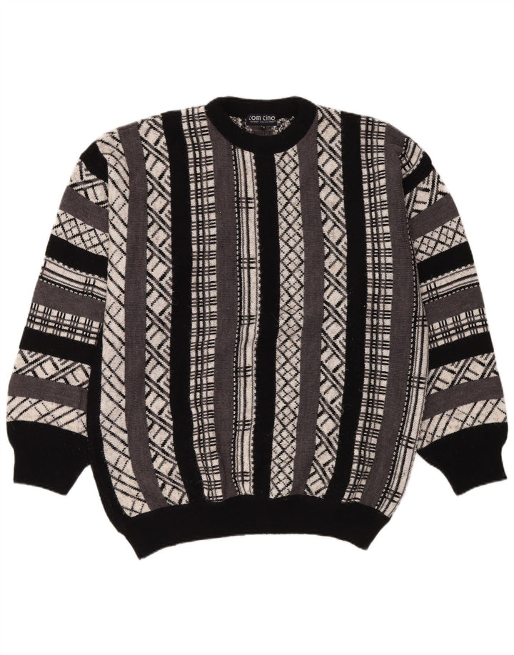 TOM TINO Ανδρικό πουλόβερ με λαιμόκοψη IT 58 3XL Γκρι γεωμετρικό ακρυλικό