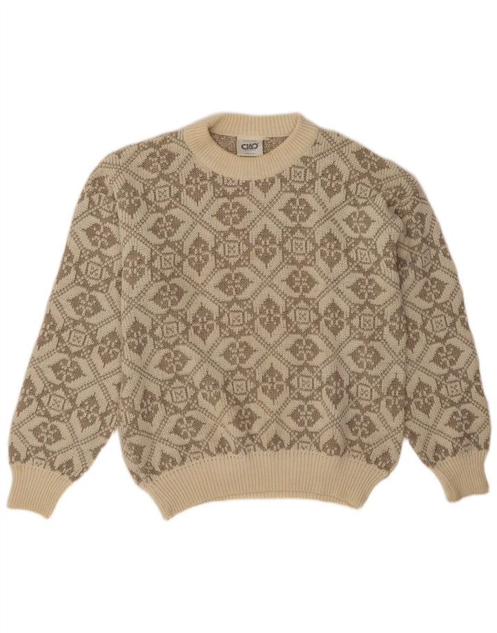 Ανδρικό πουλόβερ Ciao Crew Neck Jumper XL Μπεζ γεωμετρικό μαλλί
