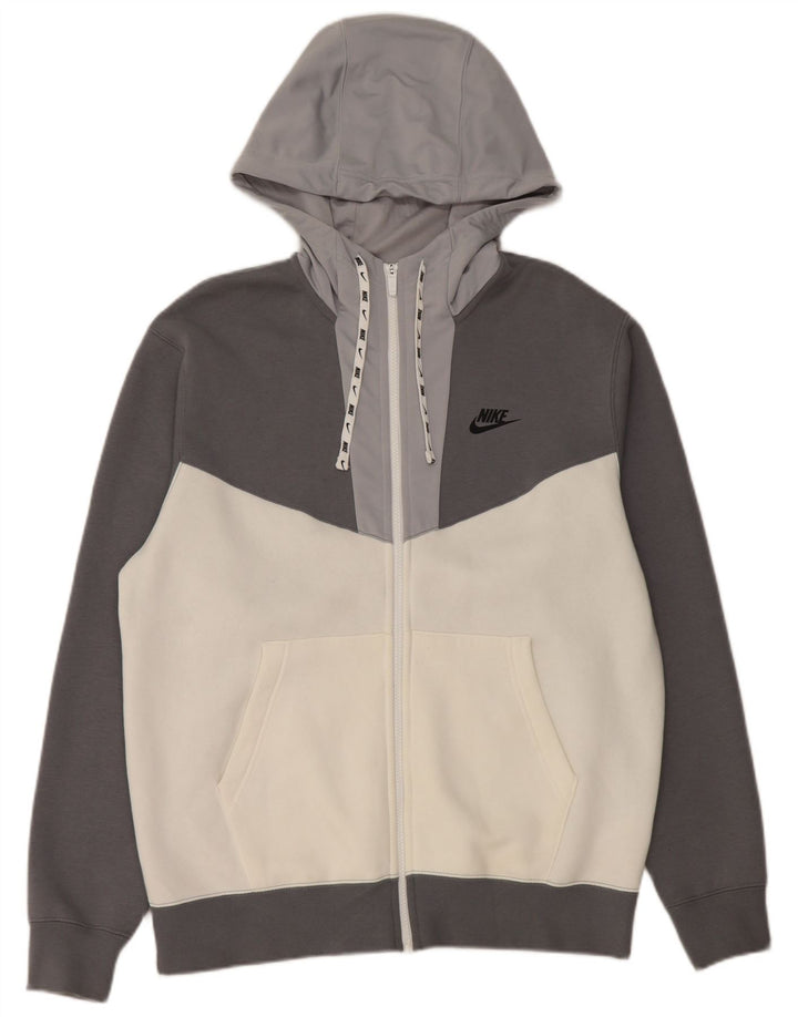 Ανδρικό πουλόβερ Nike με φερμουάρ με κουκούλα μεσαίου γκρι, βαμβακερό