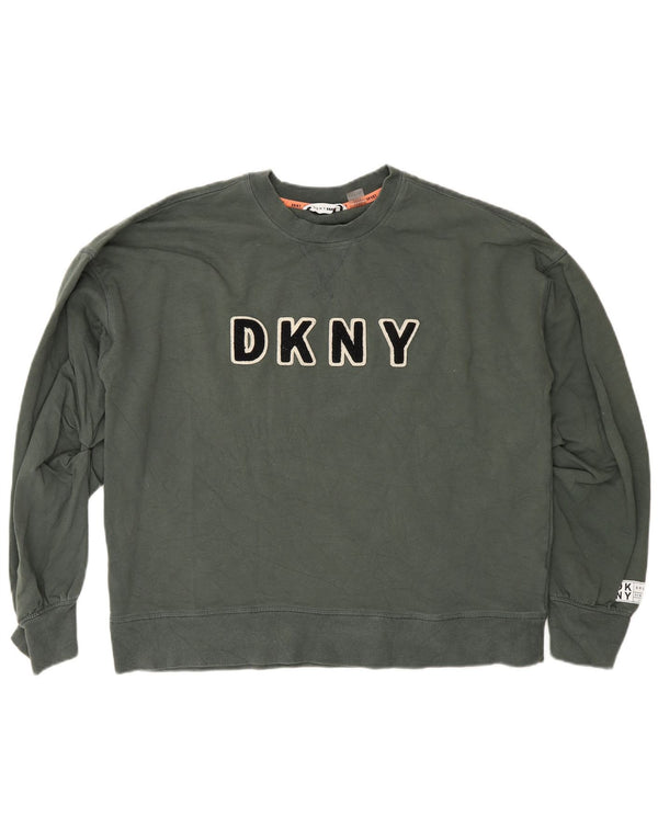 Dkny Γυναικεία φούτερ με γραφικά χαλαρή εφαρμογή Jumper UK 14 Μεσαίο πράσινο βαμβακερό