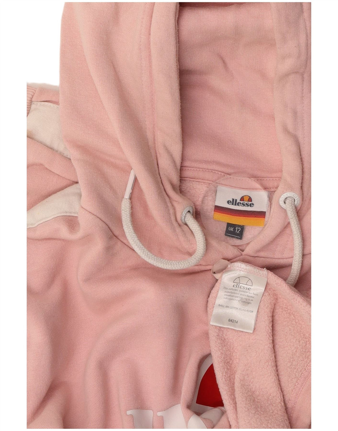 ELLESSE Γυναικείο Crop Graphic Hoodie Jumper UK 12 Medium Pink Cotton