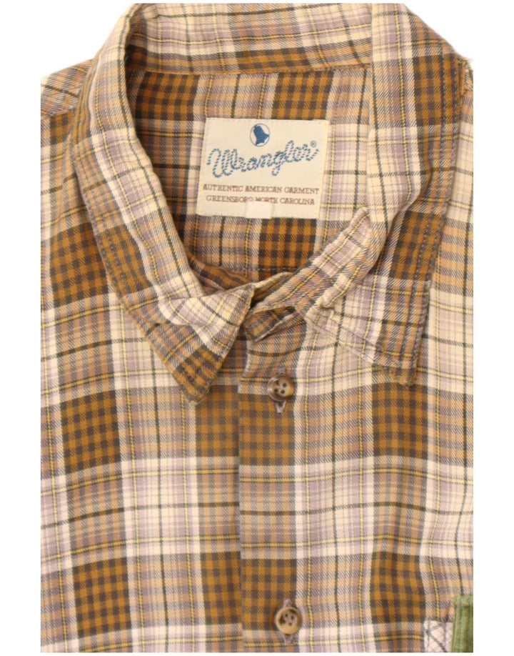 Ανδρικό φανελένιο πουκάμισο Wrangler XL καφέ καρό