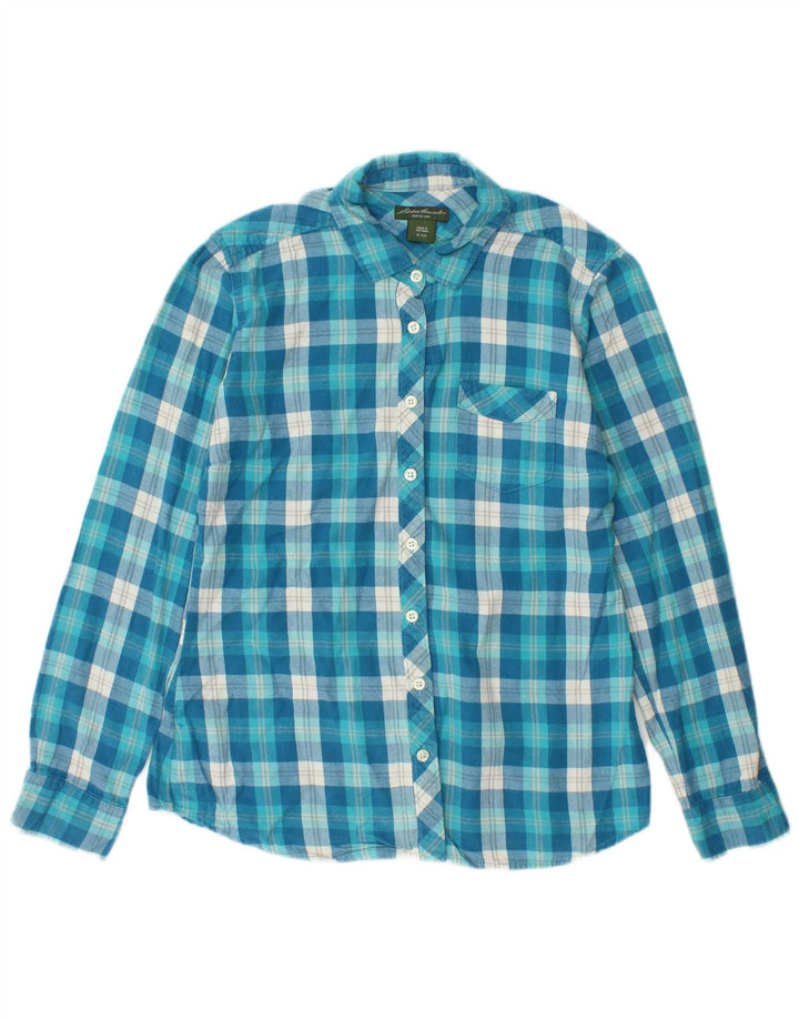 EDDIE BAUER Γυναικείο φανελένιο πουκάμισο UK 10 Small Blue Check Cotton