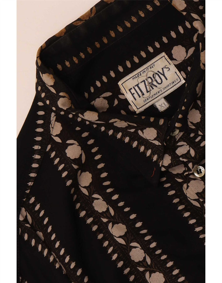 Vintage ανδρικό πουκάμισο XL μαύρο φλοράλ