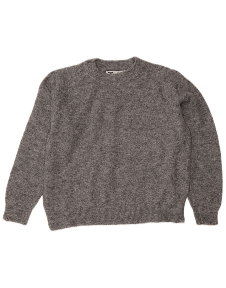 Γυναικείο πουλόβερ ZARA Crew Neck Jumper UK 16 Large Grey Nylon