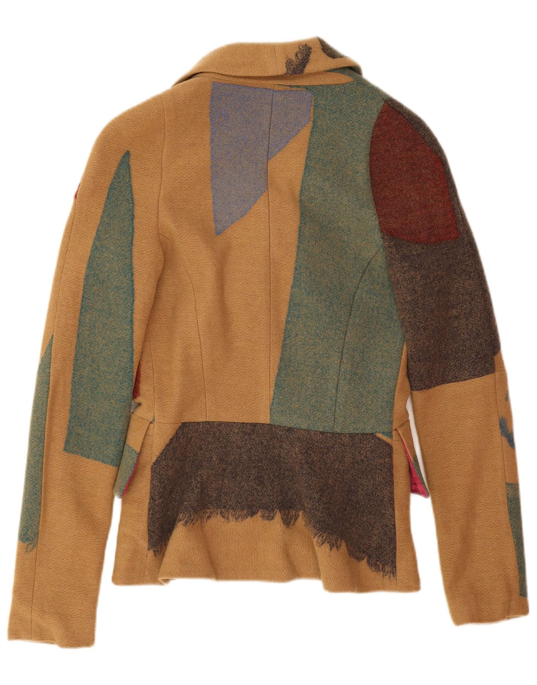 Desigual Γυναικείο μπουφάν blazer 3 κουμπιών UK 8 Small Beige Patchwork