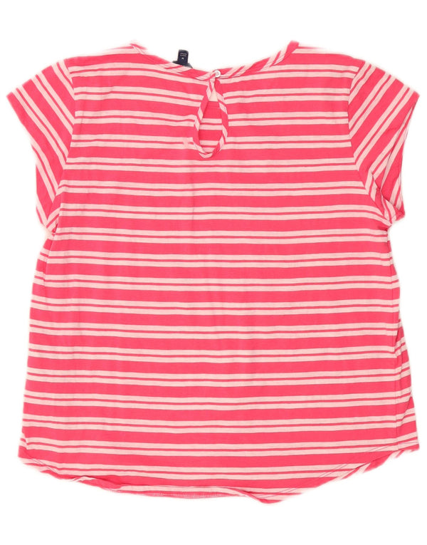 Γυναικείο T-Shirt Nautica Top UK 12 Ροζ μεσαίο βαμβακερό ριγέ