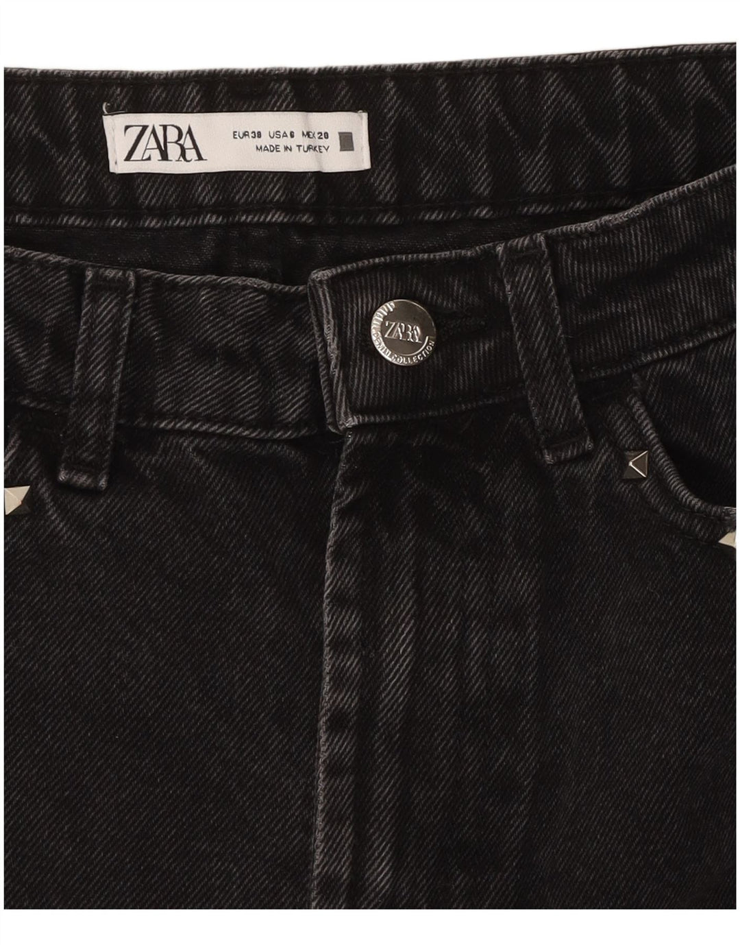 ZARA Γυναικείο τζιν σορτς EU 38 Small W28 Μαύρο