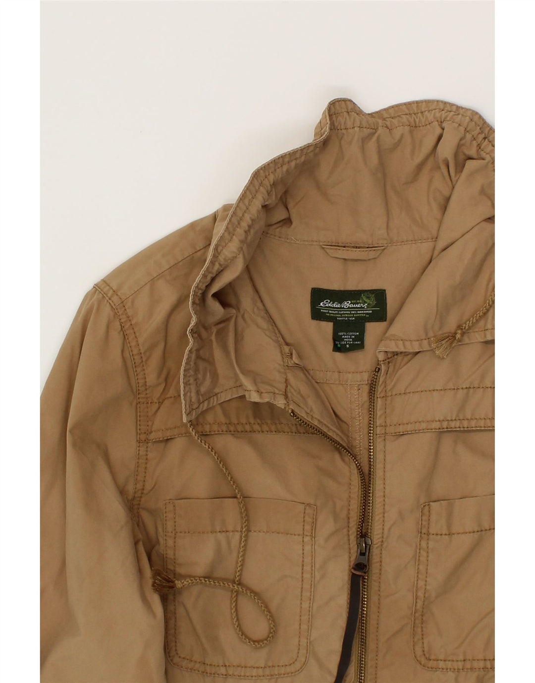 EDDIE BAUER Womens Utility Jacket UK 10 Small Beige Cotton Vintage Eddie Bauer and Second-Hand Eddie Bauer from Messina Hembry 