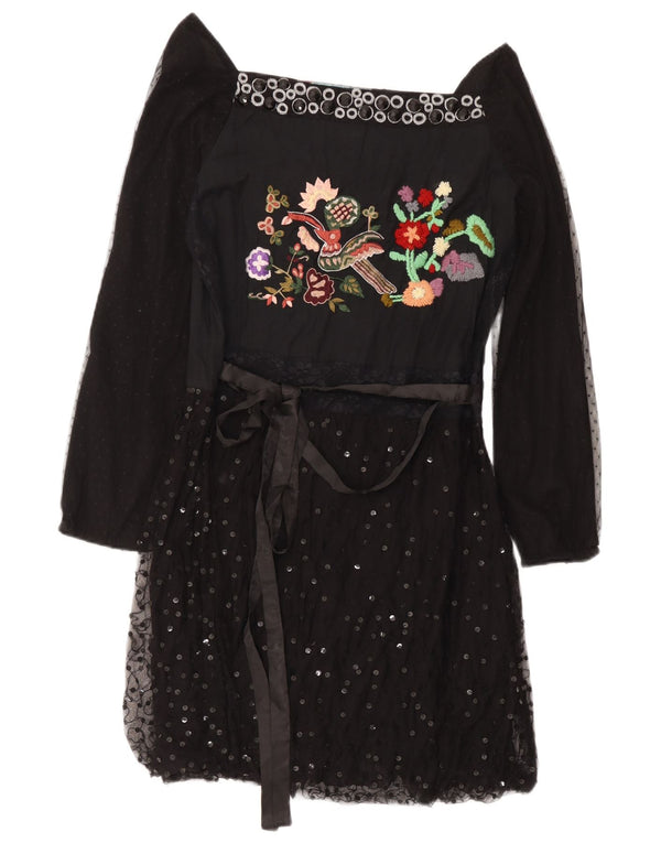 Γυναικείο Desigual Graphic Off Shoulder A-Line φόρεμα EU 42 Μεγάλο μαύρο φλοράλ