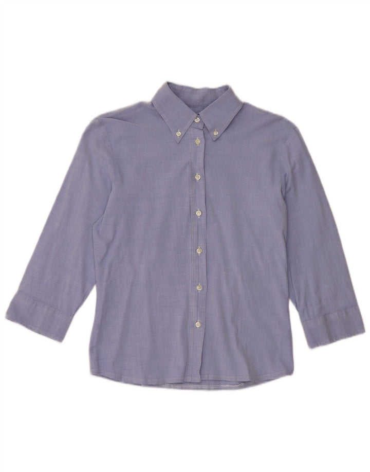 Benetton Γυναικείο πουκάμισο 3/4 μανίκι UK 10 Small μπλε βαμβακερό