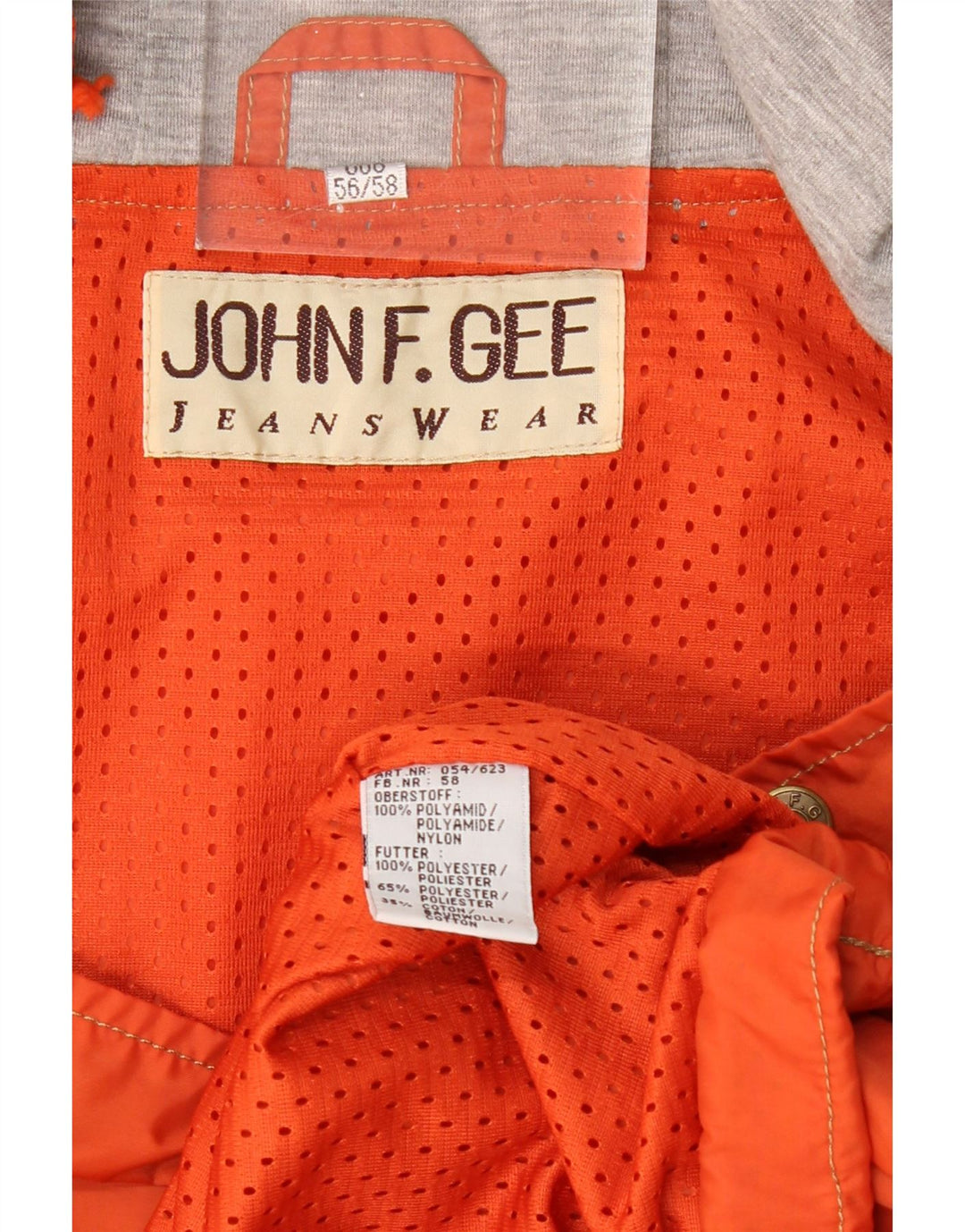 JOHN F GEE Ανδρικό μπουφάν Anorak με κουκούλα EU 56 3XL Πορτοκαλί Πολυαμίδιο