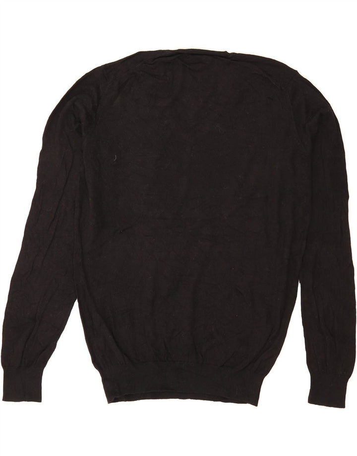 MASSIMO DUTTI Mens V-Neck Jumper Sweater Large Black Classic Vintage Massimo Dutti and Second-Hand Massimo Dutti from Messina Hembry 