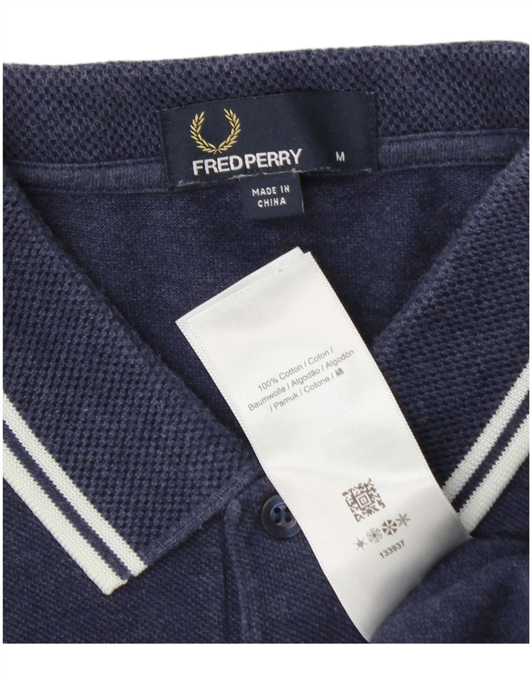 FRED PERRY Ανδρικό πουκάμισο πόλο μεσαίου μπλε βαμβακερό