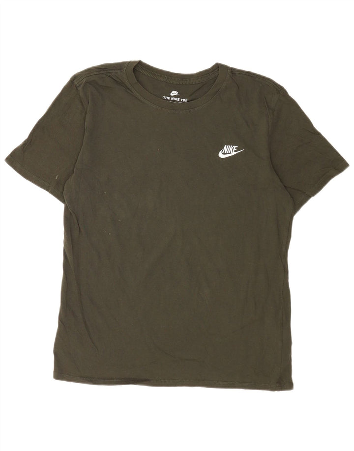 Ανδρικό μπλουζάκι Nike με κούρεμα, μεσαίο πράσινο βαμβακερό μπλουζάκι