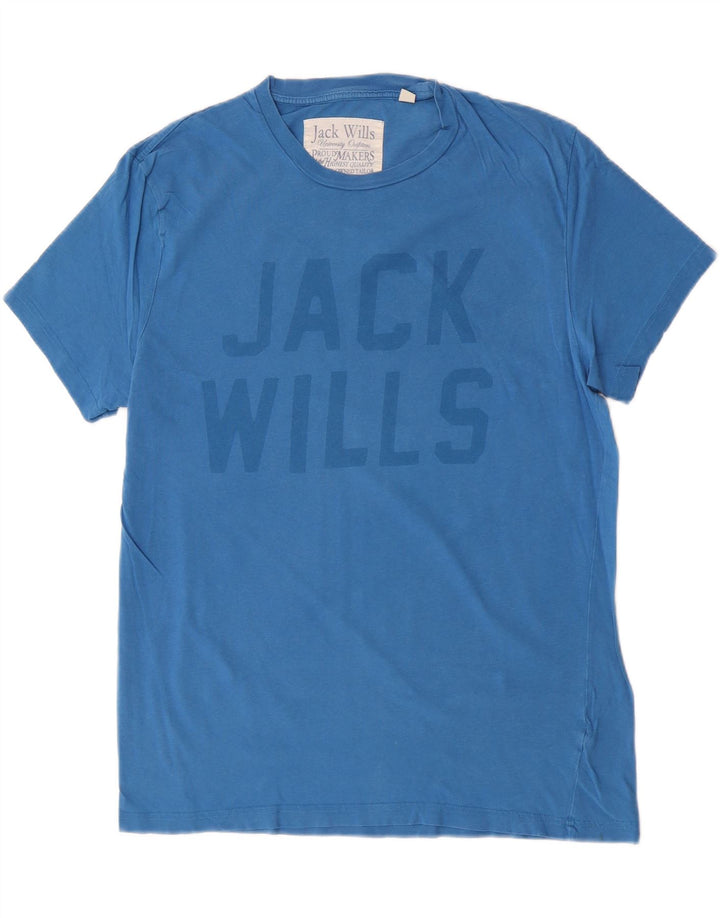 Ανδρικό γραφικό μπλουζάκι Jack Wills Μπλουζάκι από μεσαίο μπλε βαμβακερό