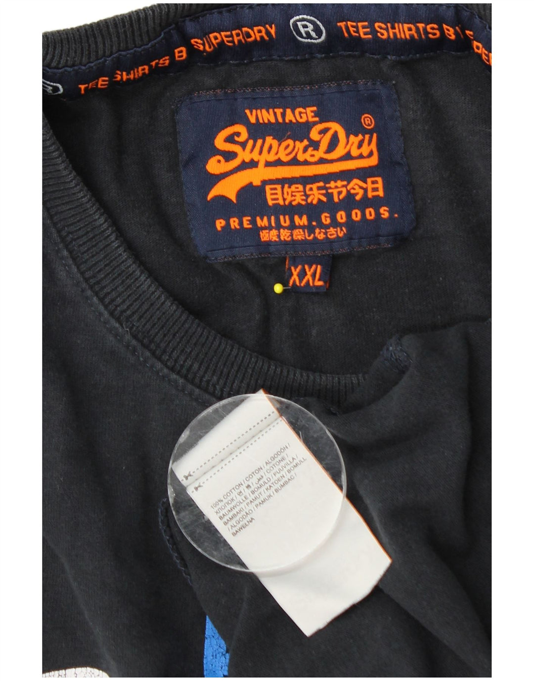 Ανδρικό γραφικό τοπ SUPERDRY Μακρυμάνικο 2XL Navy Blue Cotton