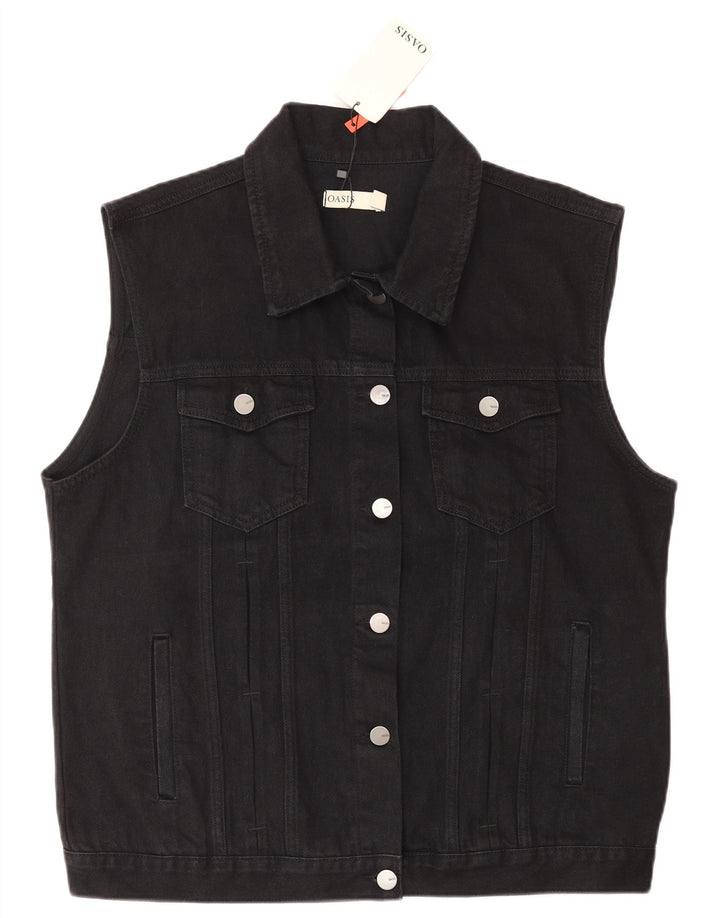 Oasis Γυναικείο Τζιν Gilet UK 16 μεγάλο μαύρο βαμβακερό