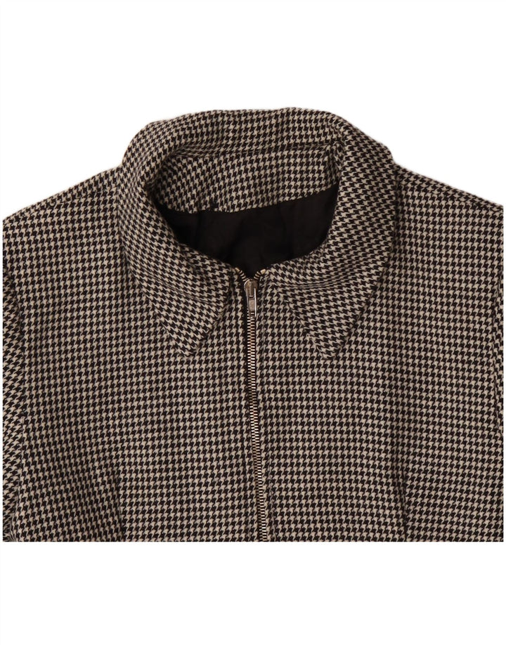 VINTAGE Γυναικείο Μπουφάν σακάκι IT 42 Μεσαίο μαύρο Houndstooth μαλλί