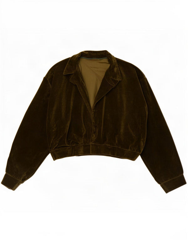 Vintage Γυναικείο Open Velvet Bomber Jacket UK 12 Medium Khaki
