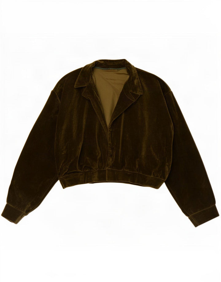 Vintage Γυναικείο Open Velvet Bomber Jacket UK 12 Medium Khaki