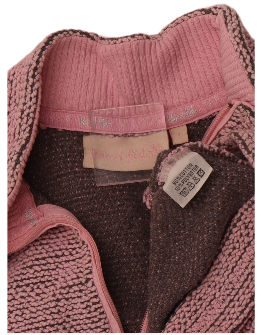 Γυναικείο φούτερ με φερμουάρ WEIRD FISH Jumper UK 16 μεγάλο ροζ βαμβακερό